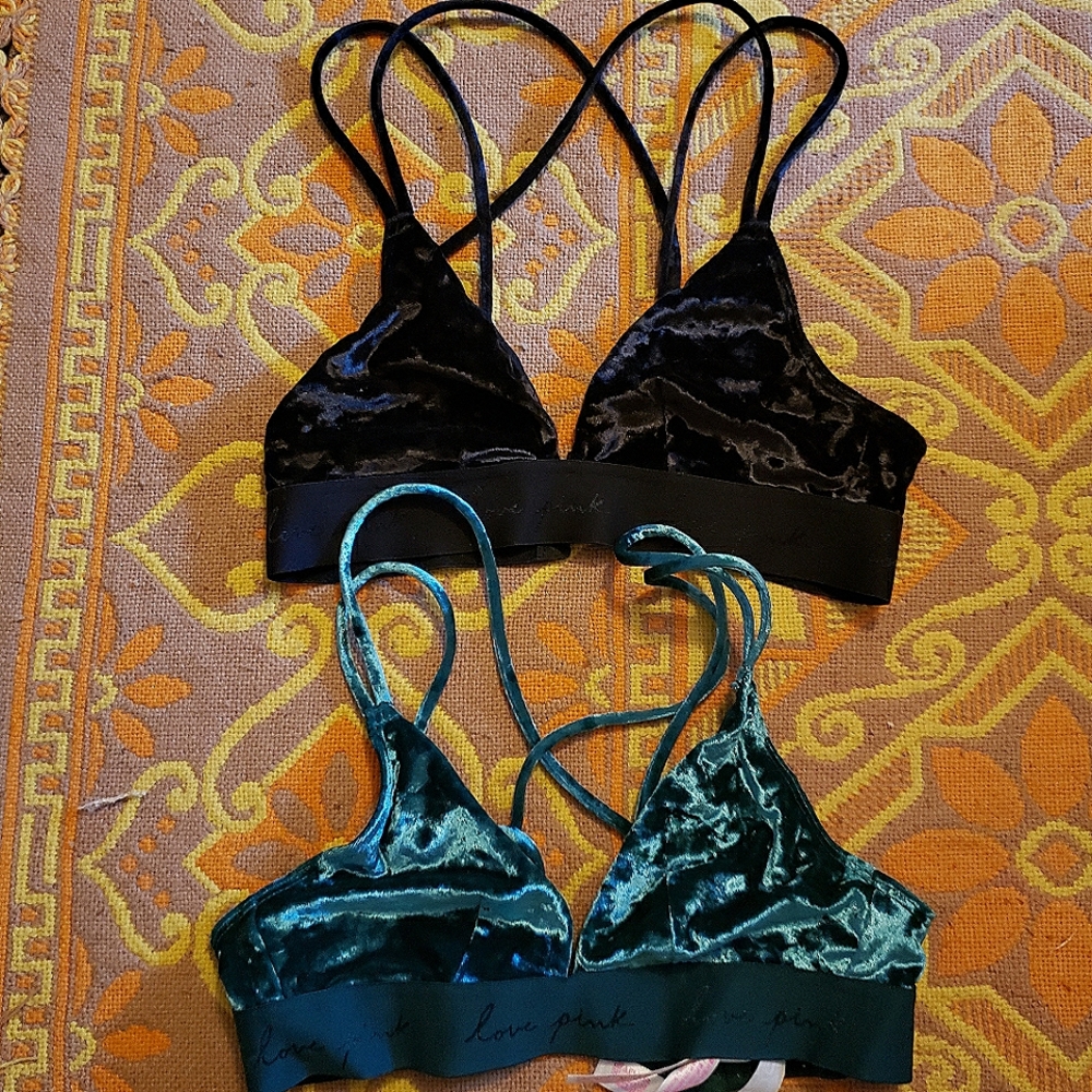 2 Velvet triangle bras